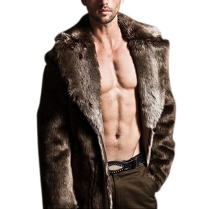 <b>Men's</b> Fashion Woven Faux Fur <b>Jacket</b> for Autumn Winter <b>Long</b> Section Coat with Warm Wool for Winter Wear - Product Image 4