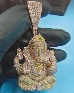 Colgante de Lujo del Dios Ganesha, Joyería Tradicional, Colgante Hip Hop, Colgante de Plata 925, Regalo Perfecto para Ganesh Chaturthi o Boda - Product Image 1