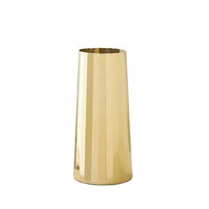 Handmade Modern Tapered Flower Vase in Brass Color Stainless Steel Metal and Glass Luxury Wedding Table Decoration From India - Product Image 1