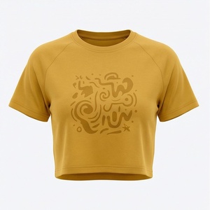 Top Corto con Estampado de Béisbol, Corte Ajustado, Color Personalizado, Blusa de Tela Tejida, Mangas Raglán, Camiseta Deportiva, Ropa Deportiva, Camiseta para Gimnasio - Product Image 1