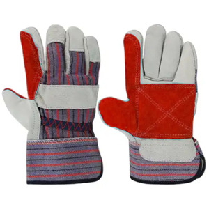 Piel de vacuno duradera de uso general de gran venta con palma de cuero serraje, forro de algodón y forro polar de jersey, y parte trasera de tela 100% algodón. - Product Image 4