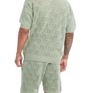 Ensemble deux pièces décontracté homme en tissu polyester uni, t-shirt à manches courtes et short, collection été, personnalisable, vente en gros - Product Image 3