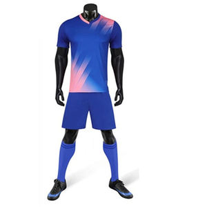 Conjunto de Uniforme de Fútbol Sublimado Personalizado, Camiseta con Cuello en V de Manga Corta para Hombre, Uniforme de Fútbol que Absorbe la Humedad, Color Degradado Azul - Product Image 1