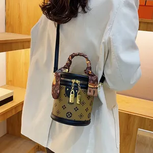 Women's Bucket Bag Monogram Canvas Gold Hardware Crossbody Shoulder <b>Handbag</b> Fashion Tote - Product Image 5