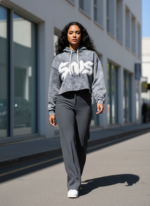 2025 Women's High Quality Custom Cotton Oversized Hoodie Women Sweatshirts Plain Cotton Street Wear Crop Top Hoodies - Product Image 5