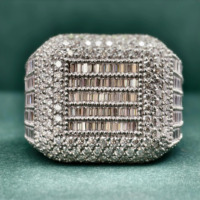 Hochwertiger VVS Moissan ite Luxus Bester beliebter Rapper Sterling Silber Lab grown 14 Karat Roségold Baguette Big Star Ring für Männer