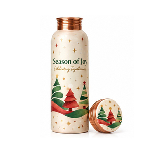 Botella de Agua Metálica con Tapa de Cobre, Diseño Novedoso, Portátil para Viajes, Temporada de Alegría - Product Image 1