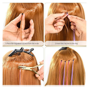 Kit d'outils pour extensions capillaires avec micro-anneaux dorés, outil à boucle en acier inoxydable, aiguille à crochet, kit professionnel de pinces pour micro-perles - Product Image 6