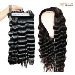 Combo de extensiones de cabello ondulado profundo suelto 100% extensiones de cabello vietnamita crudo hacer pelucas completas con SDD estándar cutícula completa intacta - Product Image 4