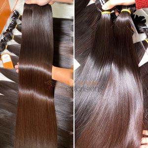 Top Quality 100% Raw Vietnamese <b>Hair</b> Extensions Super Double Drawn Weft Straight Natural Brown Ready To Ship - Product Image 6