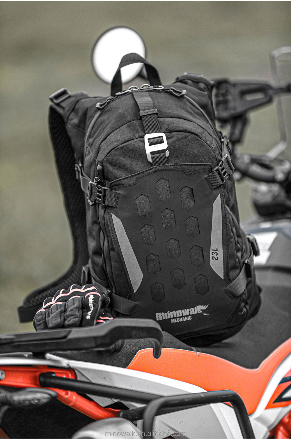 Rhinowalk メカニックシリーズ- 23L バイク用サイクリングバックパック