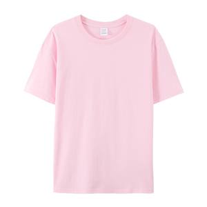 T-shirt femme rose uni à manches courtes, col rond, coupe ajustée, style décontracté, 100% coton jersey tricoté, respirant, à porter toute l'année - Product Image 3