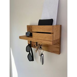 Porte-clés en bois écologique, durable, décoratif, artisanal, organisateur mural pour courrier et clés - Product Image 3