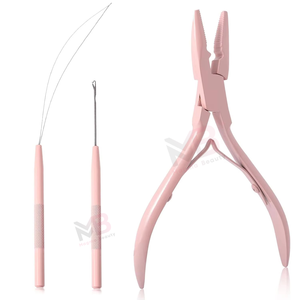 ชุดอุปกรณ์ต่อผมสีชมพูแบบด้าน ขายส่ง ชุดคีมสแตนเลส ใช้ซ้ำได้ พร้อมคุณสมบัติพลาสติก - Product Image 2