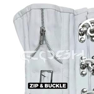 Corset en jean blanc avec accessoires de style punk - Product Image 4