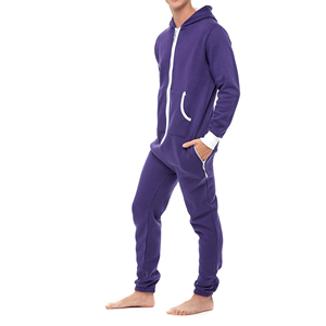 Combinaison de nuit pour homme en polaire respirante de haute qualité, avec logo personnalisé sur le devant, vente en gros - Product Image 1