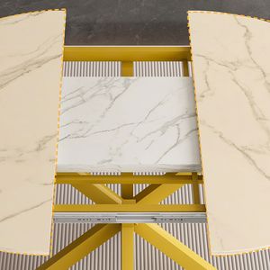 Mesa de Comedor Redonda Moderna y Sencilla con Patas Extensibles, Base en Forma de X de Acero al Carbono Resistente para Restaurantes o Uso Doméstico - Product Image 3