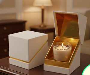 Vela Aromática Premium en Vaso de Vidrio con Pétalos de Rosa Secos, con Caja de Diseño de Lujo Personalizada, Disponible a Precio de Mayoreo - Product Image 1