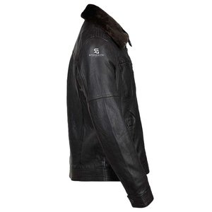 Veste en cuir pour homme de qualité supérieure, véritable peau de mouton, manteau bomber d'hiver, coupe ajustée, style moto, fermeture éclair sur le devant, design avec poches - Product Image 3