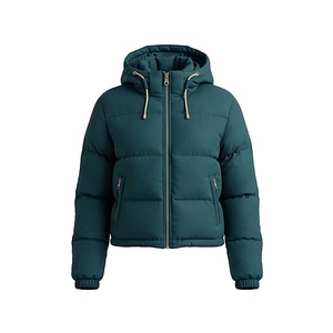 Hooded Quilted Waterproof <b>Bubble</b> Jacket Black Full Sleeve Winter Windproof Cotton Shell Knitted Fabric Polyester Filling Stand - Product Image 1