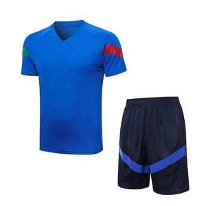 Ensemble de maillots de football personnalisés bleus pour hommes, col en V, manches courtes, sublimation, évacuation de l'humidité, coupe classique, toutes saisons, adulte 2027 - Product Image 5