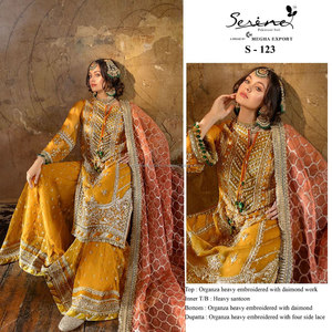 Heavy Soft Organza 2024 Stock Salwar <b>Suit</b> <b>for</b> <b>Women</b> Embroidered Work Shalwar Kameez Long Length Fancy Model <b>for</b> Parties - Product Image 2