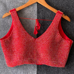 เสื้อเบลาส์แขนกุดปักลายมุกอย่างเป็นทางการ - Product Image 1