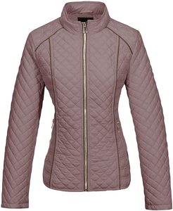 Hooded Quilted Jacket Women's Winter Casual Thin Zipper Windproof Polyester Wadding Solid Color Regular Length <b>Coat</b> - Product Image 1
