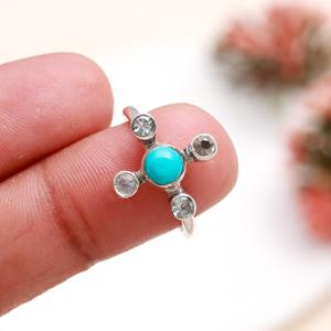 Bague en turquoise d'Arizona de qualité supérieure, sertie d'une monture en argent plaqué 925, fine et élégante, cadeau idéal pour une femme de bureau, au meilleur prix. - Product Image 3