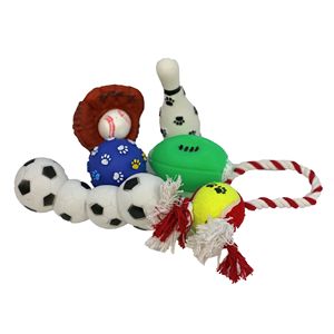 Juego de 6 Juguetes Masticables con Temática Deportiva para Mascotas, Juguetes Divertidos y Estimulantes para Amigos Peludos - Product Image 1