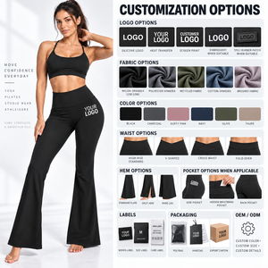 Casual Flare Yoga Pants Smooth Finish Yoga <b>Trousers</b> High <b>Stretch</b> Fabric Lounge Activewear OEM Custom <b>Women's</b> Activewear Factory - Product Image 6