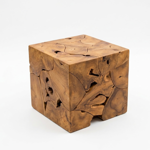 High-quality teak wood <b>cube</b> coffee <b>table</b> featuring a simple, modern design that is durable and sturdy. - Product Image 1