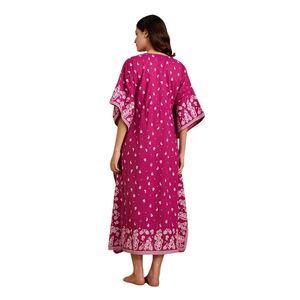 Robe de nuit longue en coton pour femmes, style kaftan | Décontracté |   Coupe ample - Product Image 2