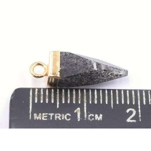 Venta al por Mayor de Piedras Preciosas Naturales de Calidad, Piedra Solar Negra Natural de 19-21 mm en Forma de Cono, Colgante de Piedra Preciosa Natural Chapado en Oro de 18K - Product Image 1