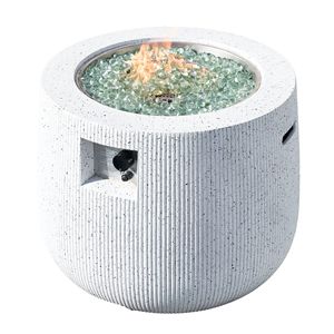 Mesa de Exterior Redonda de 31 Pulgadas para Fogatas de Gas de Óxido de Magnesio, Color Blanco, con Tapa y Cubierta para Lluvia - Product Image 2