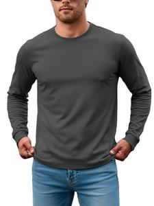 T-shirt à manches longues décontracté pour homme en coton gaufré 100% personnalisé en gros, respirant, écologique, super doux - Product Image 4