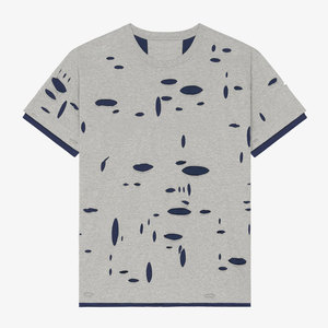 Camiseta de Algodón Desgastada para Hombre, Corte Holgado, Estampada, Color Sólido, Transpirable, Estilo Urbano, Informal, Verano, Cómoda, a la Moda - Product Image 1