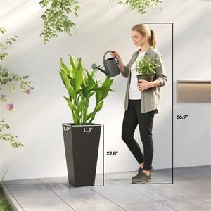 Set di 2 Vasi in Plastica Nera per Balcone e Cortile, Collezione di Vasi per Piante - Product Image 6