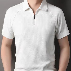 เสื้อโปโล OEM/ODM Mwns Nofyan Ind แบบสั่งทำโลโก้ได้ ผลิตในอเมริกา เสื้อโปโลถักแขนสั้นสำหรับผู้ชาย เสื้อยืดคอปกหลวมใส่สบายสำหรับฤดูร้อน - Product Image 2