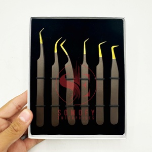 Pinzas de pestañas profesionales de acero inoxidable con logotipo personalizado, Etiqueta Privada, punta de fibra de 45/75/90 grados, producto sostenible duradero - Product Image 5