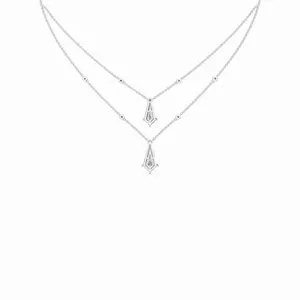 Collar de compromiso con diamantes cultivados en laboratorio en oro blanco de 18 quilates, corte redondo y princesa, colgante de cadena de doble eslabón con 34 diamantes - Product Image 4
