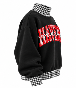 Wholesale Custom Women’s Oversized <b>Mock</b> Neck Sweatshirt Cotton Fleece Embroidered Printed Autumn Winter Casual Streetwear - Product Image 5