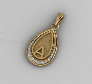 Designer 14K Gold Filled Pear Blank Bezel Charm Pendant with CZ Accent & Initial Letter for DIY <b>Keepsake</b> Resin Jewelry Findings - Product Image 6