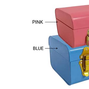 กล่องเก็บของสีชมพูและสีฟ้า ดีไซน์คลาสสิก ฝาเปิดแบบบานพับ รูปทรงสี่เหลี่ยมผืนผ้า กล่องเก็บของ 1 ชั้น - Product Image 2