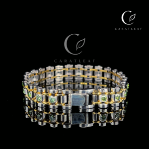 Pulsera de tenis de lujo chapada en oro de 18k con diamantes verdes cultivados en laboratorio, joyería fina personalizada para mujer - Product Image 2