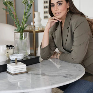 Table basse en marbre blanc de Carrare — Table centrale contemporaine en pierre italienne, mobilier de luxe pour salon - Product Image 1