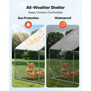 Grande Pollaio in Metallo 9.8 X 9.8 X 6.6 ft con Recinto per Polli, Copertura Impermeabile, Struttura Robusta e Tetto a Spiovente per Avicoli - Product Image 5