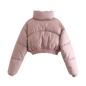 Luxury <b>Cropped</b> <b>Puffer</b> <b>Jackets</b> Women Custom Logo Embroidered Short Winter Coat Lightweight Polyester Quick Dry Detachable Collar - Product Image 2