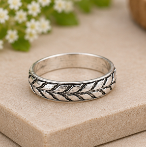 Bague feuille en argent, Bague feuille en argent sterling, Bague botanique, Bague inspirée de la nature, Bijoux bohèmes vintage - Product Image 3