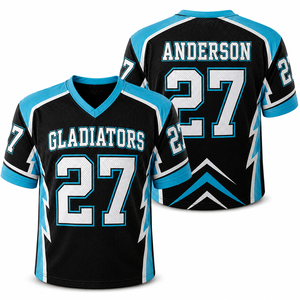 Camiseta Deportiva de Fútbol Americano Azul Marino, Estilo Boxy, Bordada, Personalizada con Nombre y Número del Jugador, Uniforme de Malla, Camiseta Deportiva con Número en Relieve - Product Image 3